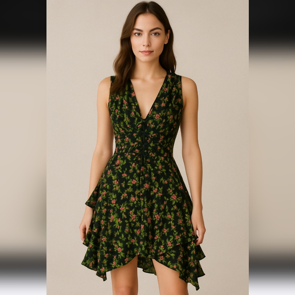 NWT! Jill Stuart Corset Ruffle Floral Mini Dress